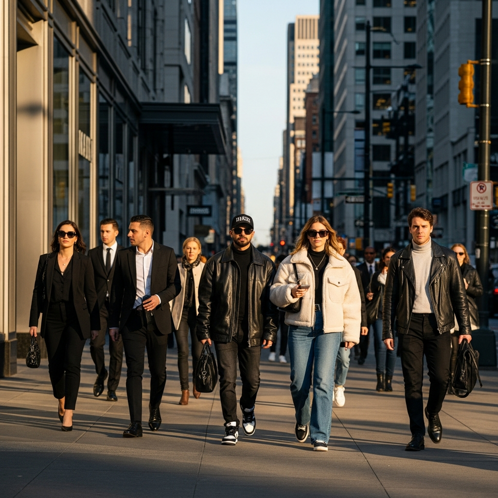 A bustling fashion street with diverse styles showcasing current trends in urban settings