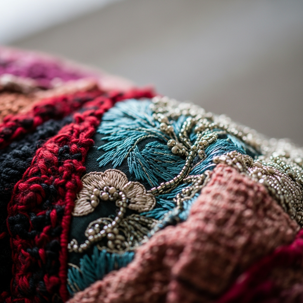 Close-up of Valentino’s vibrant couture garments, emphasizing texture and artistic design elements that resonate with Dakota Johnson’s sensory style.