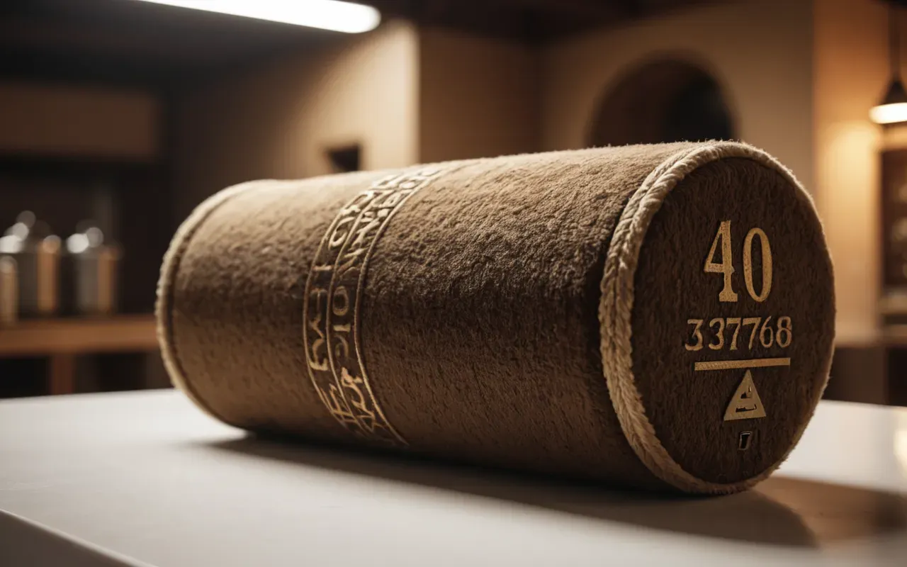 plush muff texture A soft plush cylindrical object in muted brown tones resting on a white surface with warm lighting highlighting the texture and shape without any text or distinct background features.